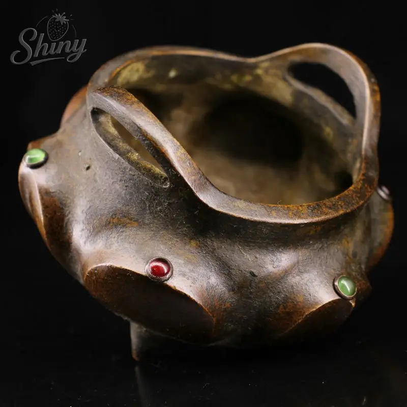 Antiques Da Ming Xuan De Marked Pure Copper Incense Burner Buddhist Items Feng Shui Decorations Home Accessories
