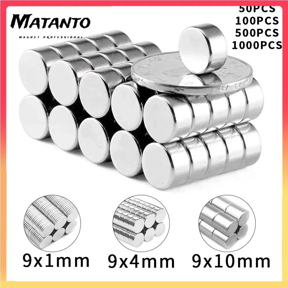 9x1mm 9x4mm 9x10mm Round  Rare Earth Neodymium Super Strong Magnetic Magnet Fridge Door Acoustic Field Electronics