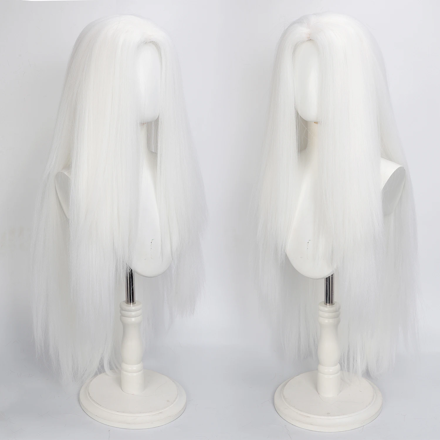 90cm Fluffy White Corn Perm Cosplay Wig Long Straight Heat Resistant Synthetic Hair for Anime Character Cosplay & Festival Event