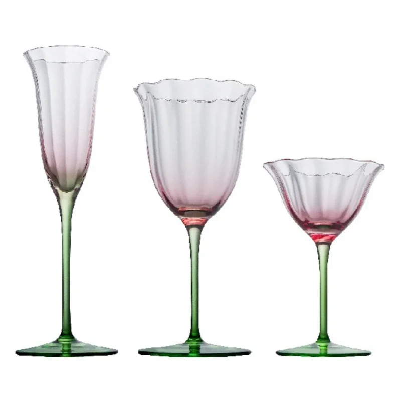 Fashion Life Art 110-280ml Goblet Flower Pattern Red Wine Champagne Matini Cocktail Cup Family Festival Drinkware Gift