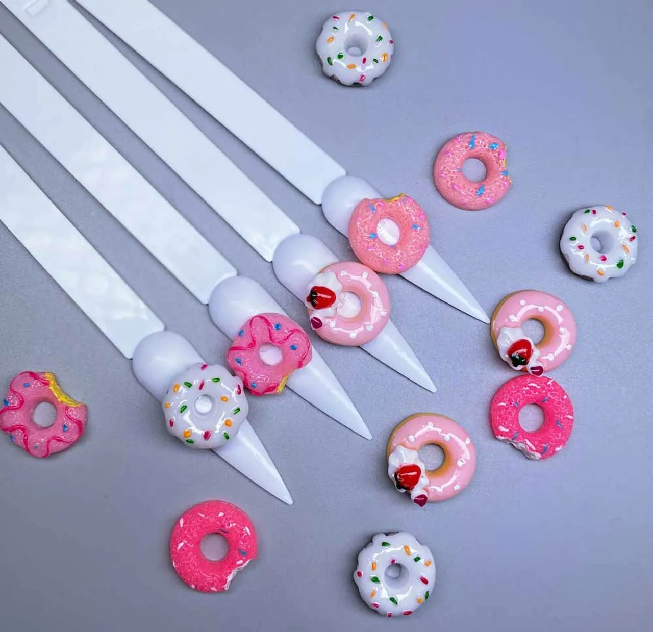 

20pcs Donut Nail Charm DONUT Lollipop Shaped Charms For Acrylic Nails Resin Nail Art Multi-Design Decoration Studs Jewelry Gems