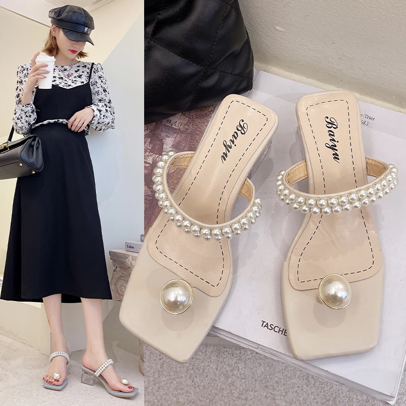 Summer women sandals narrow band vintage square toe high heels cross strap thong sandals women V shape design shoes women