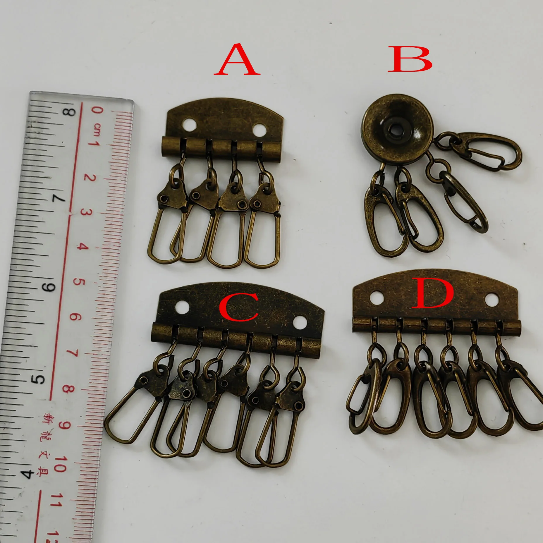 4pcs Leather Keycase 4/6 Hooks Clasp Clip Key Ring Organizer Holder Key Row Wallet Leather Bag Hardware keyrings