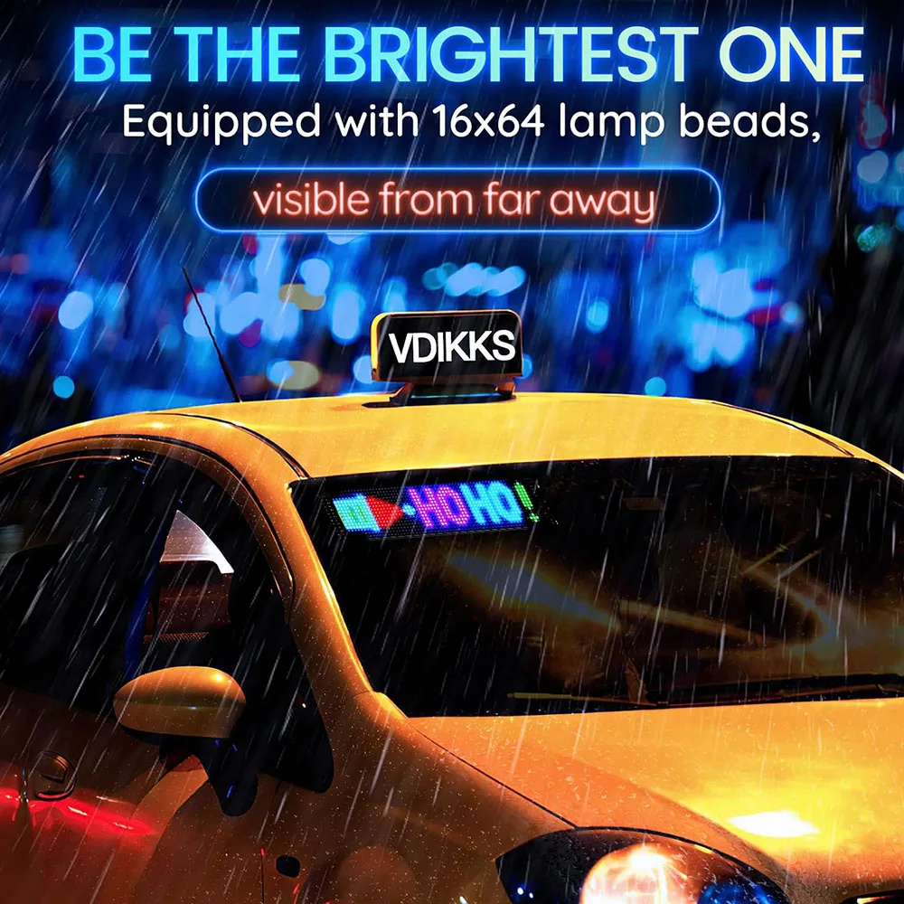 LED Matrix Pixel Panel Scrolling Bright Advertising Car Sign Bluetooth Flexible USB 5V RGB Pattern Animation Display App Control