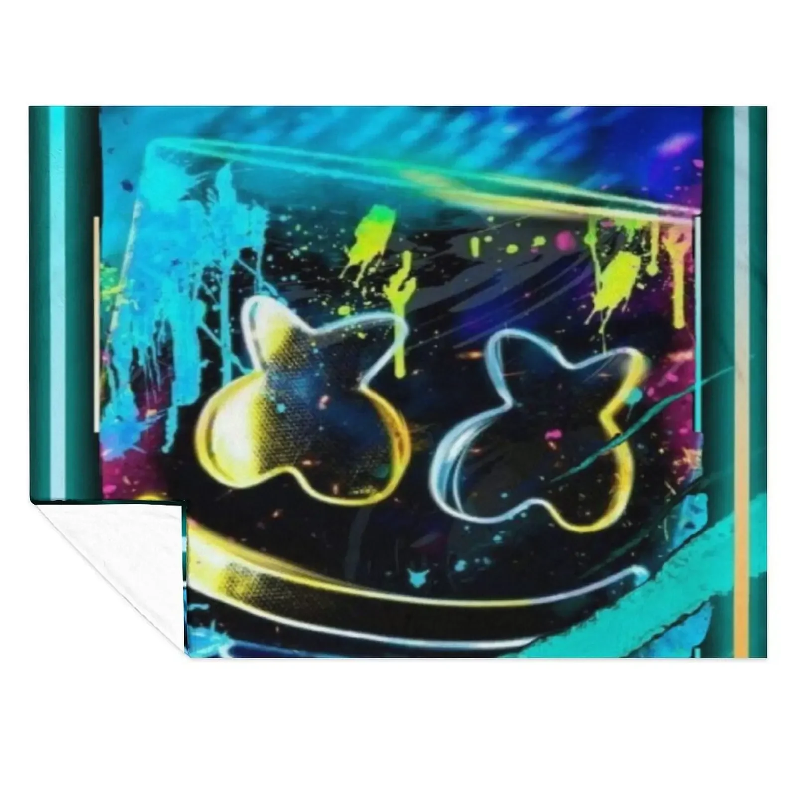 

marshmellow dj merch neon cool Throw Blanket Warm Quilt Soft Plaid Furrys Blankets