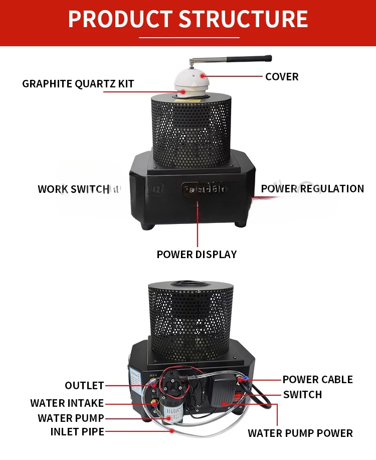 1KG/2KG/3KG 1400 to 1600 Degrees Mini Portable Induction Melting Furnace for Gold Silver Steel Casting Jewelry Smelting Machine