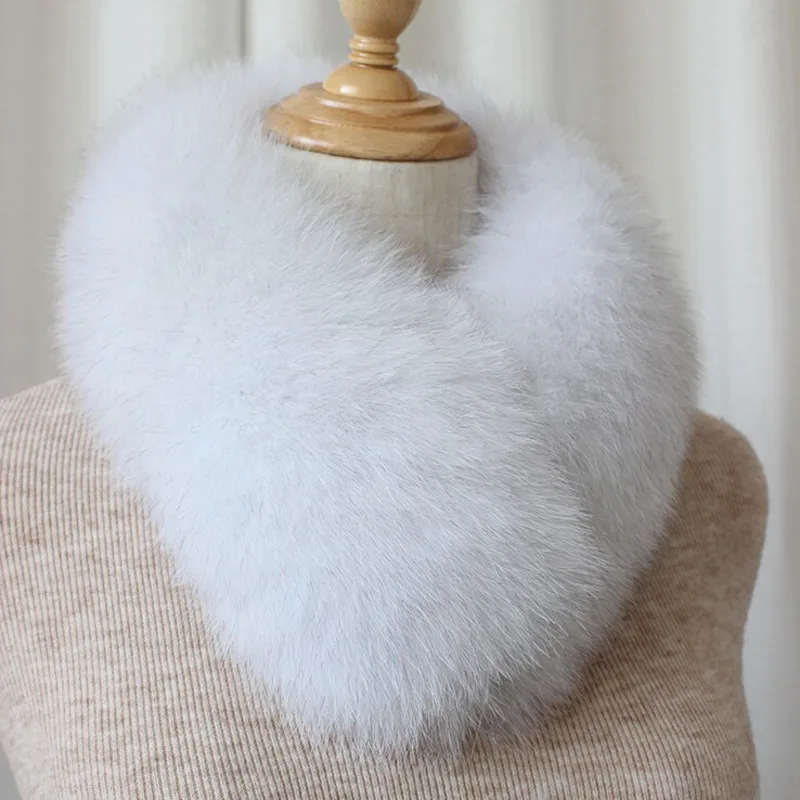 Natural Fox Fur Collar Winter Scarf Thick And Warm Neck Scarf Good Elastic Fit For Outdoor Snow Skating Cold Weather Scarf Style