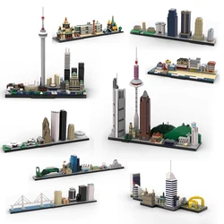 New City Architecture Skyline Building Blocks Bruges Toronto Madrid Frankfurt Pisa Guadalajara Sets Bricks Model Kid Toys Gift