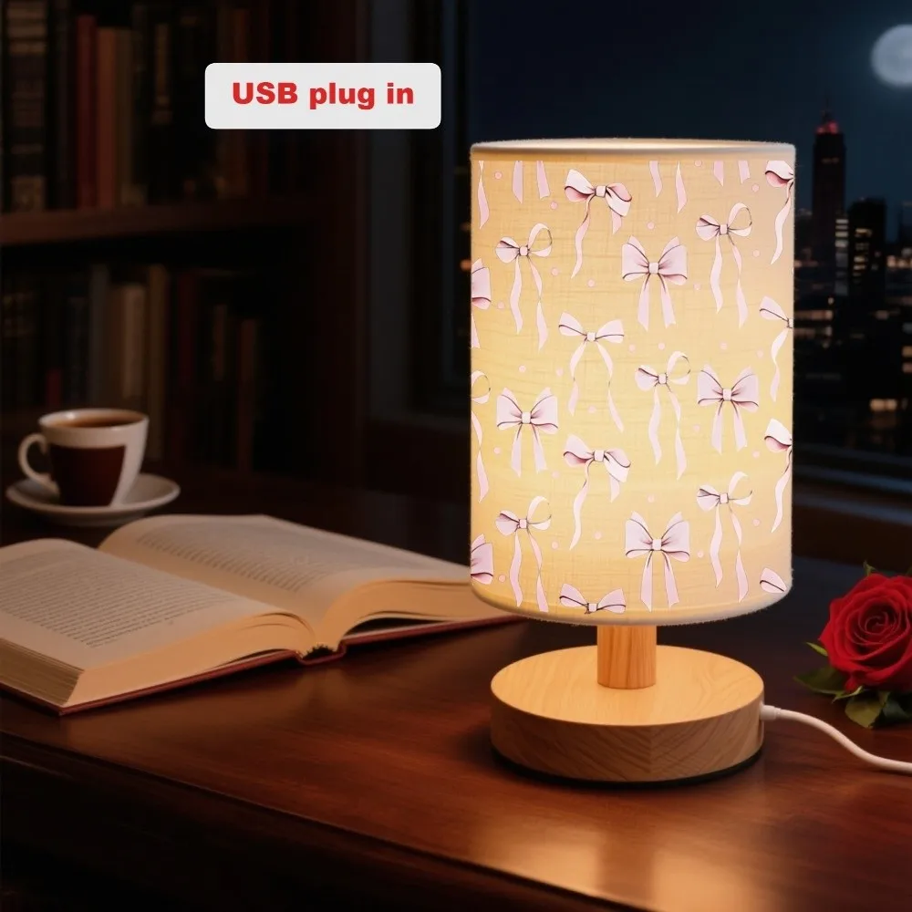 Decor Linen Shade Fabric Table Lamp Soft Warm Fabric Ambient Lamp Eye Protection Tricolor Light Night Light Bedroom