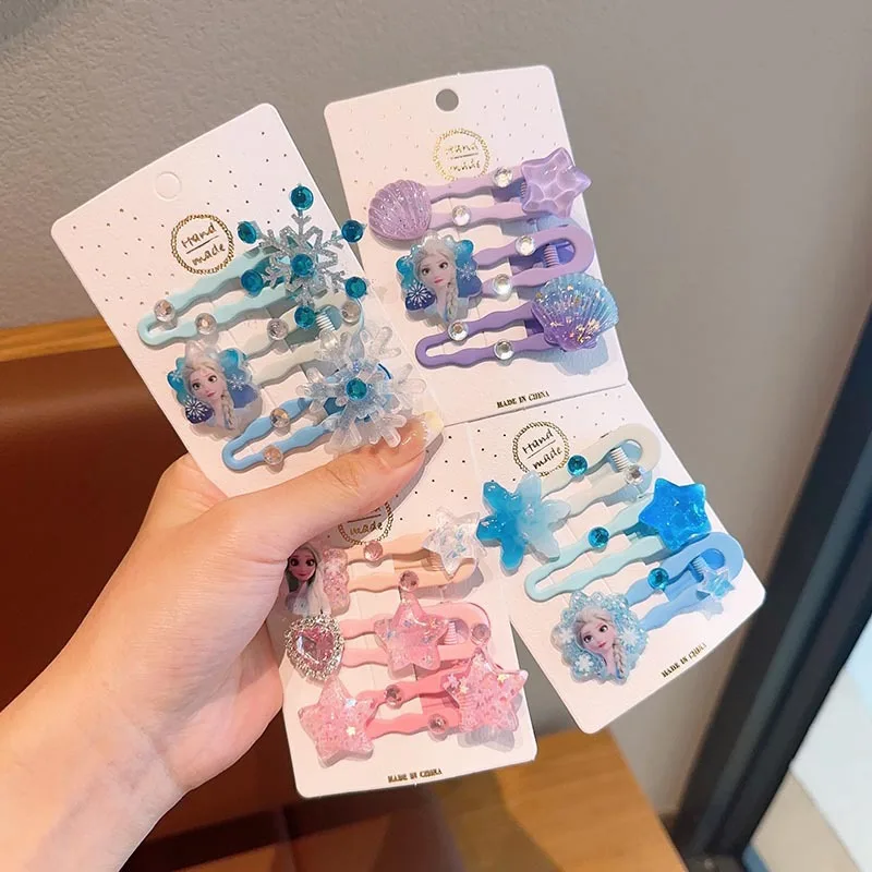 

Disney Q Version Cartoon Frozen Elsa Princess Plastic Tiny Spot Hair Clip Headwear Children's Hair Clip Accessories Couple Gift