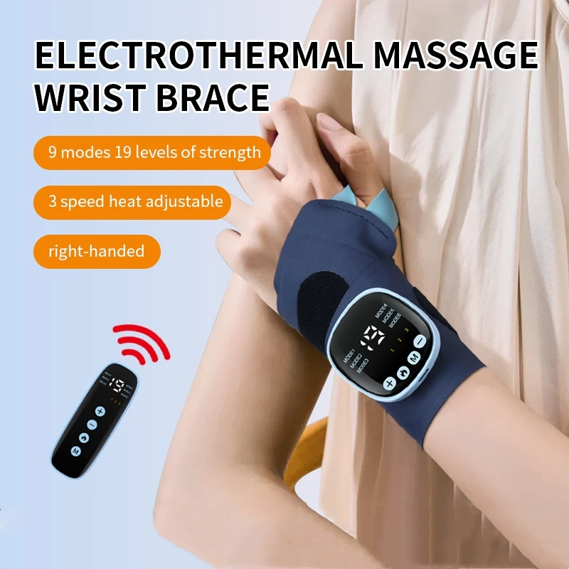 Cordless Wrist Massager with Heat USB Rechargeable Warm Pad Wrist Brace Wrap with Massage for Wrist Carpal Tunnel Fatigue Relief