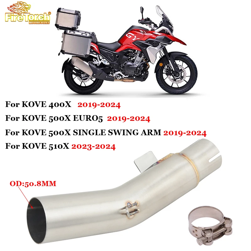 

Slip On For KOVE 400X 500X 510X EURO5 SINGLE SWING ARM 2019 - 2024 Motorcycle Exhaust Mid Link Pipe Connecting 51mm Espace Moto