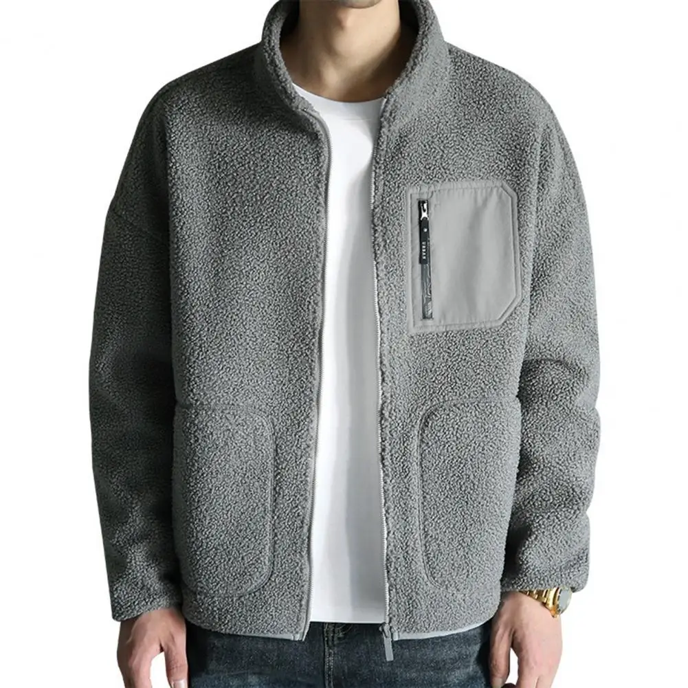 New Trendy Polar Fleece Coat Casual Coat Man Solid Color Loose Warm Jacket Top Fashion Streetwear-style Men's Clothing Autumn