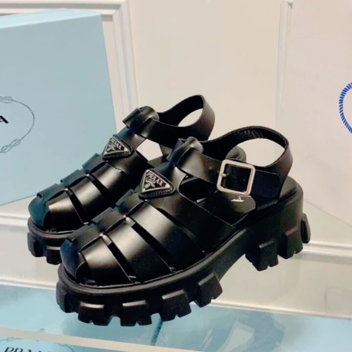 

2026 Summer New Style Sandals - Italian Luxury Thick-Topped Heeled Women's Shoes - Breathable Open-Weave Bug-Net Shoes