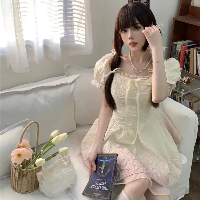 

Elegant Sweet Gradient Princess Puffy Dress Summer New French Style Petite Waist Slimming Fit Pure And Sexy Look