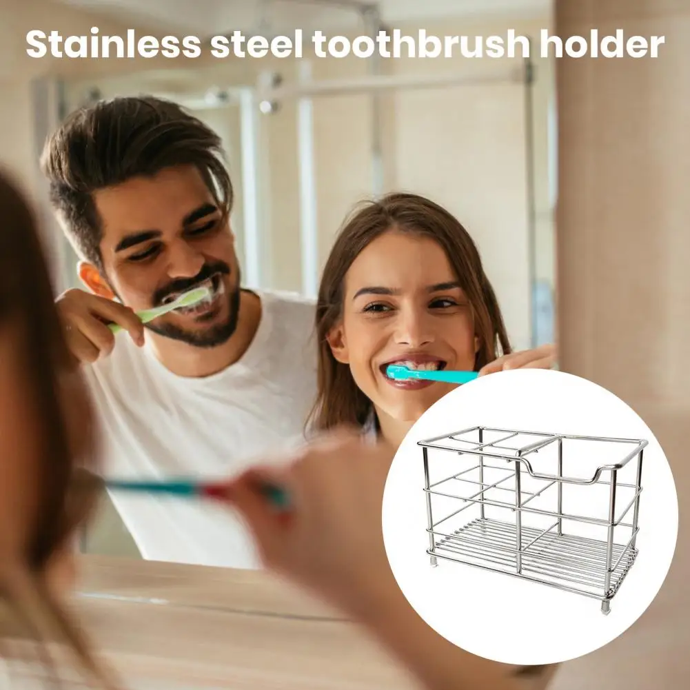 Toothbrush Holder Desktop Wall Mounted Toothpaste Holder Stand Stainless Steel 3/4 Slots Bathroom Accessories Organizer