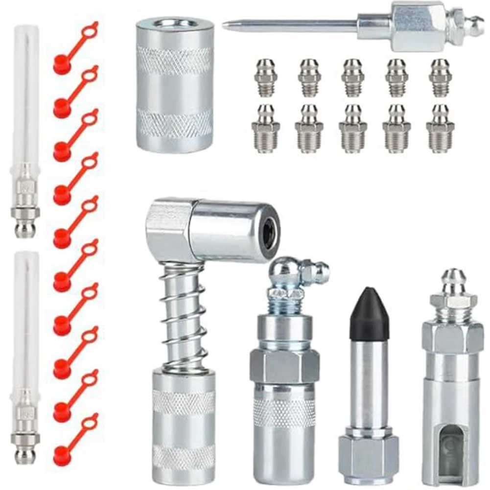 28 Piece Butter Injection Set with Multiple Grease Connectors and Nozzles Ideal for Automotive and Industrial Applications