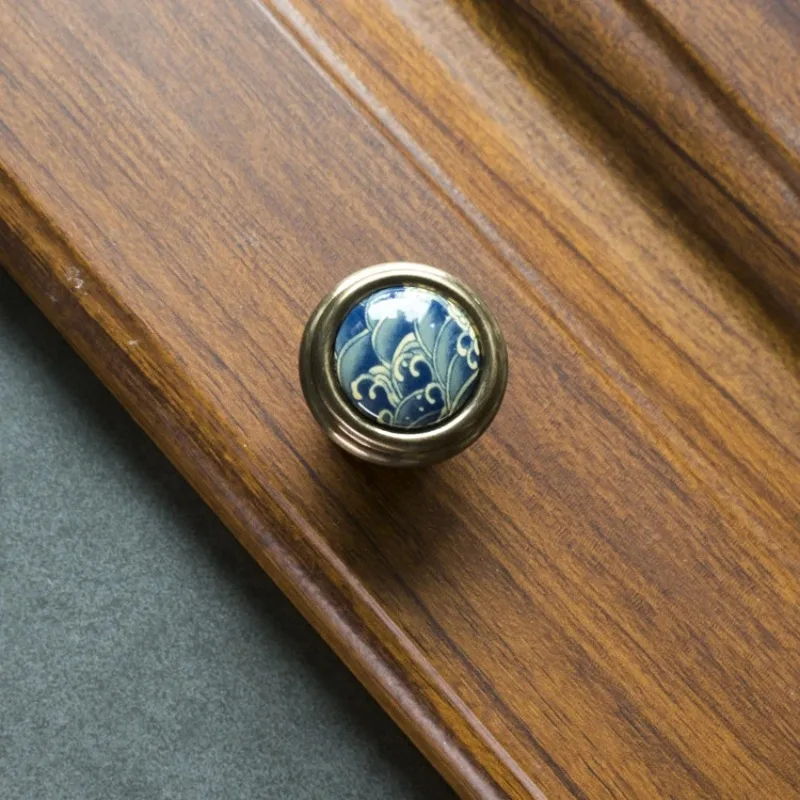 Neo Chinese StyleCeramic HandleAmerican Drawer Cabinet Wardrobe HandlesEuropean Modern Simple Cabinet Door Pull Hand Handle