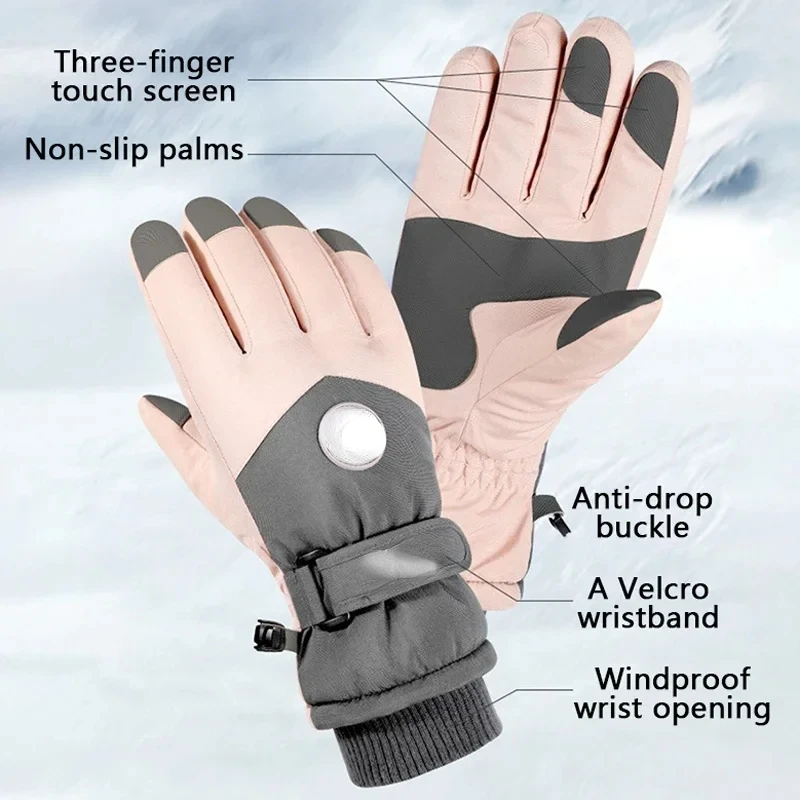 

남녀공용 겨울 방수 스키 장갑, 터치 스크린 스노우 장갑, 양털 안감, 따뜻한 보온 장갑, 스노우