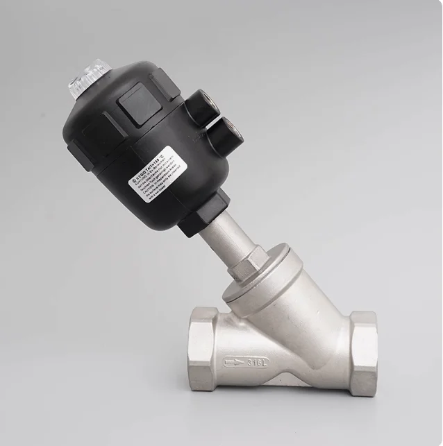 

Angle seat valve, pneumatic high temperature steam stainless steel 304 automatic pneumatic control Y-type angle valve