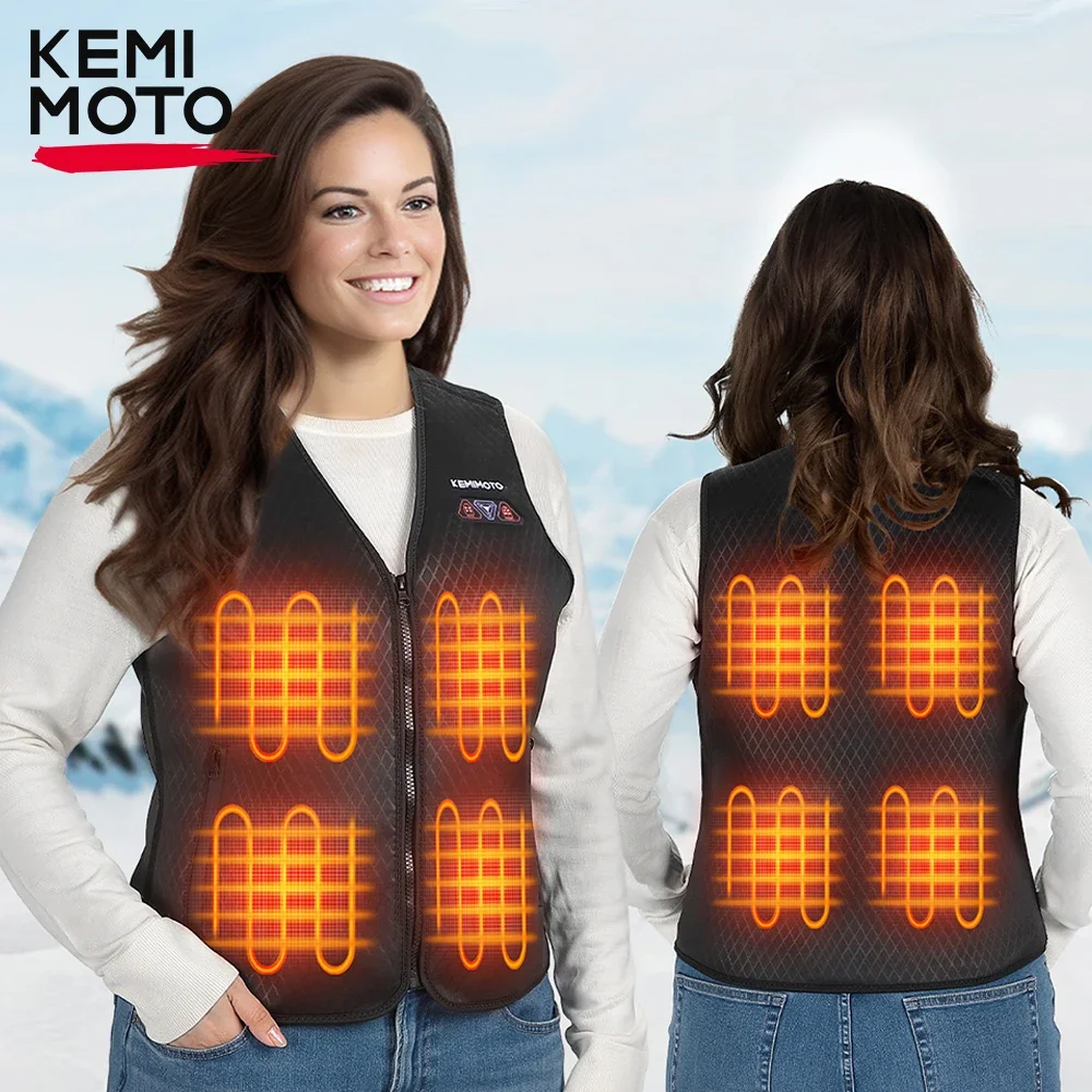 

KEMIMOTO Heated Vest Women 8 Heated Areas Winter Warm USB Electric Heating Lady's Jacket Adjustable for Outdoor Skiing Cycling