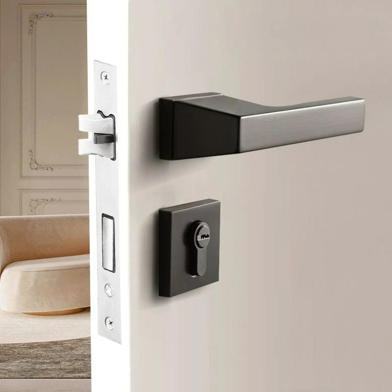 Indoor Door Lock, Household Silent Room Door Lock Set, Wooden Door, Bedroom Split Door Handle Lock