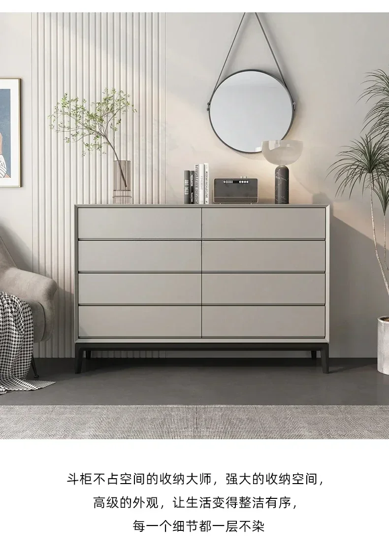 Italian Solid Wood Eight Spares Cabinet Modern Minimalist Living Room Bedroom Storage Sideboard Cabinet Minimalist