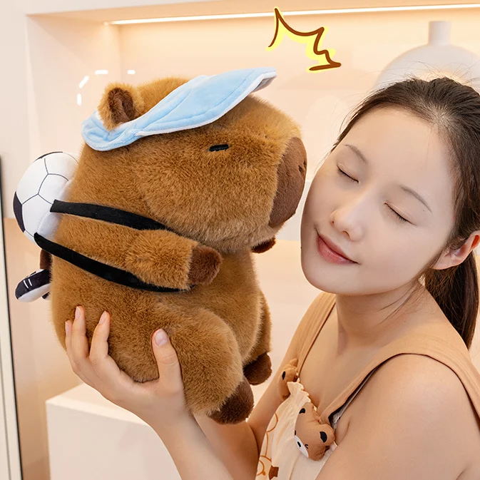 22/30cm lindo verano mar deportes capibara muñeco de peluche helado coco natación fútbol mochila capibara juguete de peluche decoración del hogar