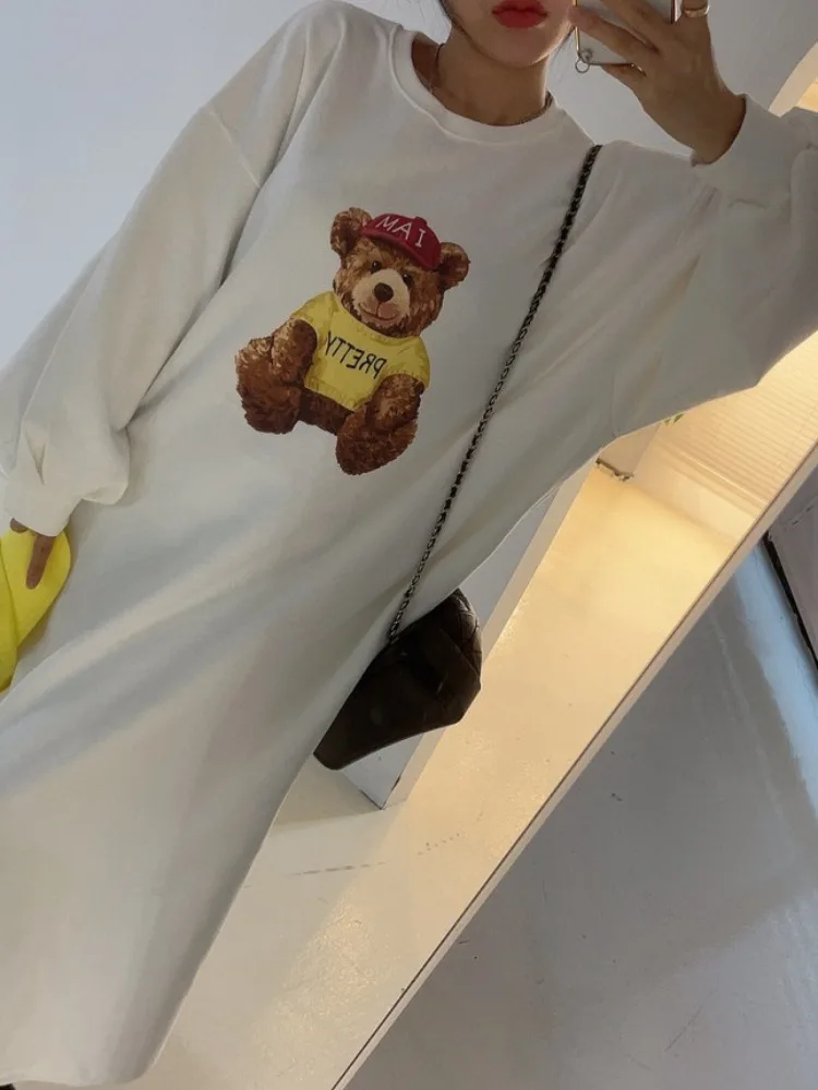 Loose Long Sve Women's Dr Korean Sle Chic Autumn 2025 Mid-Length Maxi Dr Comfortable plus Size Sweater Dr