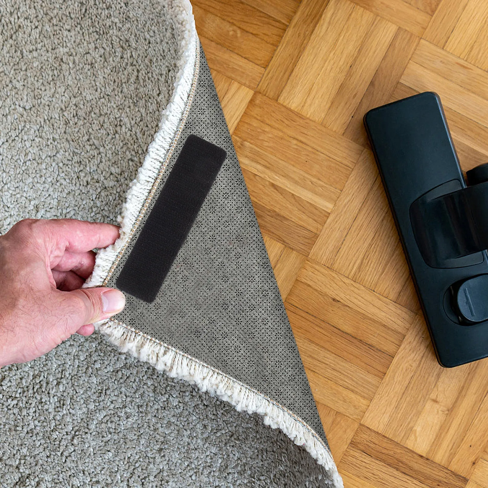 

96Pcs Back Adhesive Tape Carpet Gripper Rug Corner Grippers Non Slip Rug Tape for Laminate Tile Hardwood Floors Home Use