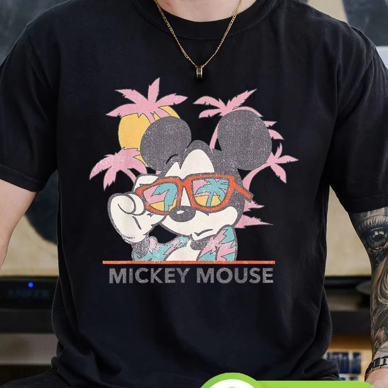 

Летняя футболка с Микки Маусом Disney для мальчиков и девочек, семейная одежда для родителей и детей, повседневная спортивная свободная удобная футболка с короткими рукавами для мужчин и женщин