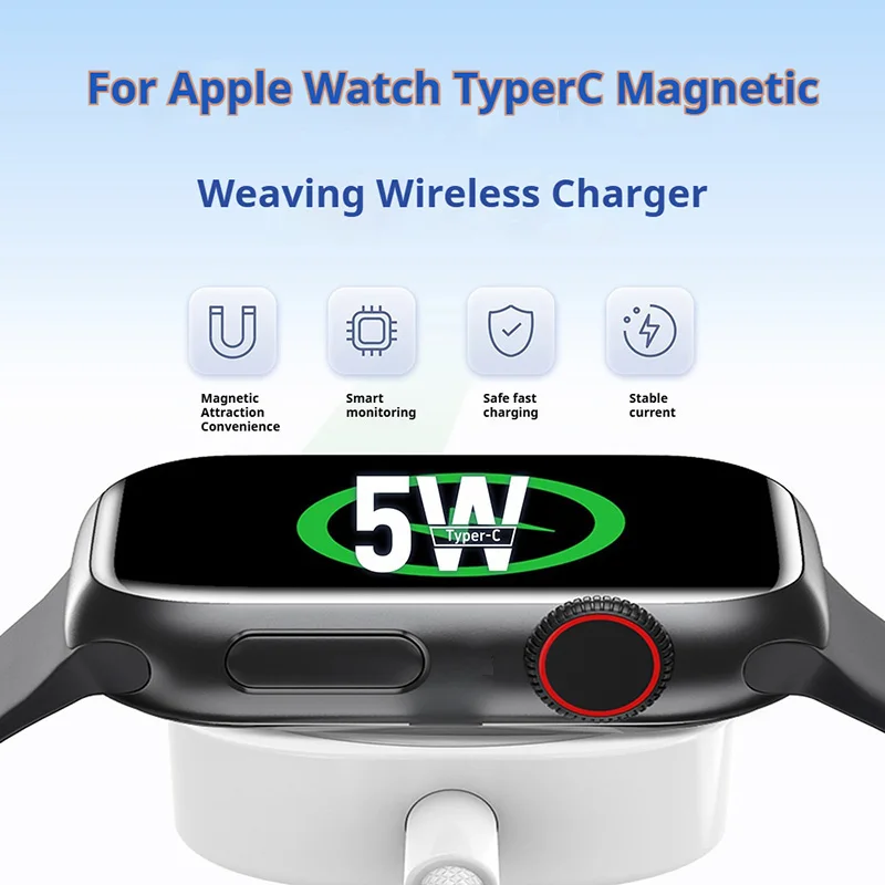 شاحن لاسلكي سريع مغناطيسي محمول لسلسلة ساعات أبل 10 9 8 7 6 5 4 3 2 1 Ultra Hermes Edition iWatch كابل شحن