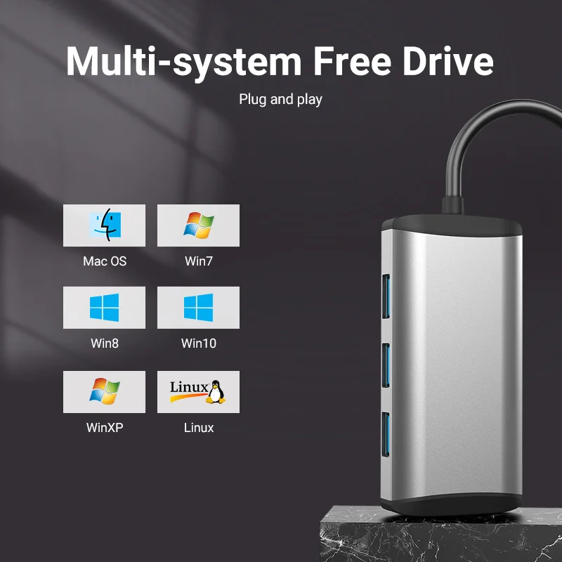 Vention 노트북용 USB 이더넷 어댑터, 샤오미 미 박스 S 이더넷 허브, 네트워크 카드, USB RJ45, USB 3.0 랜, 1000Mbps