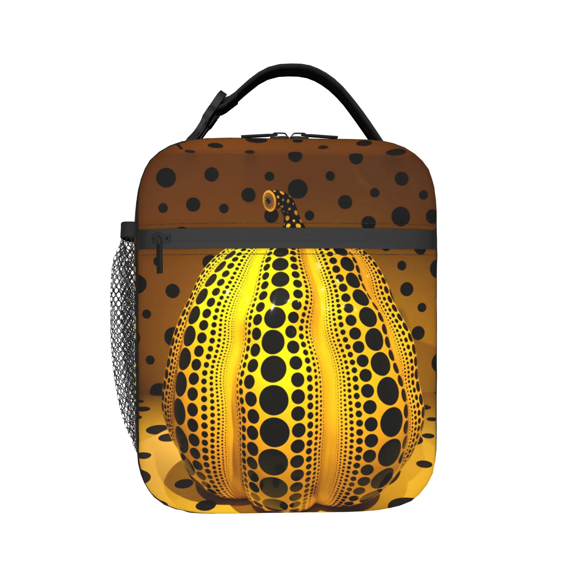Yayoi Kusama Abstract Face Lunch Bag Travel Convenient Thermal Tote Handbags For Child  Oxford Designer Cooler Bag