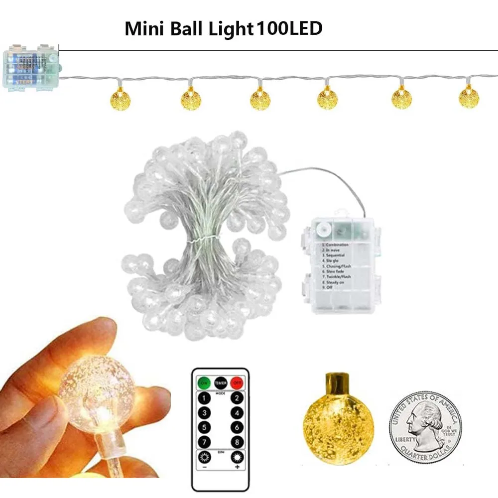 LED كريستال الكرة جارلاند سلسلة أضواء في الهواء الطلق مقاوم للماء عيد الميلاد الديكور التخييم الجنية جارلاند حديقة بطارية الحفلات #6