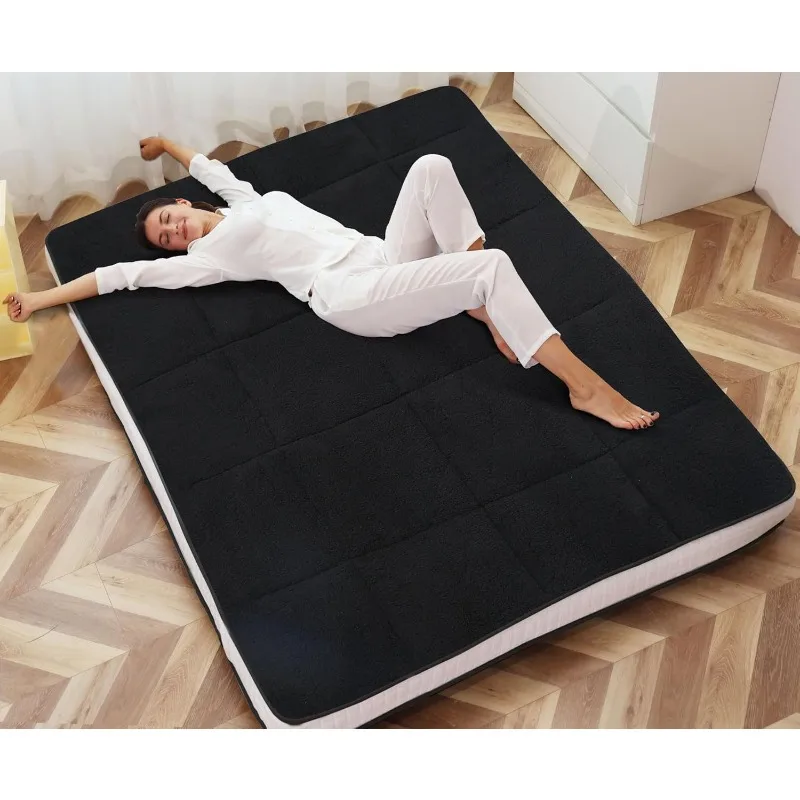 

Japanese Floor Mattress，Queen Futon Mattress，4'' Thicken Tatami Mat,Foldable Roll Up Mattress/Storage Bag for Sleeping,Yo