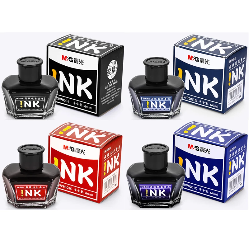 M&G 1pcs 60ml Black Carbon/Blue/Red/Blue Black Ink For Fountain Pen High Quality Writing Ink Office/School Supplies Stationery