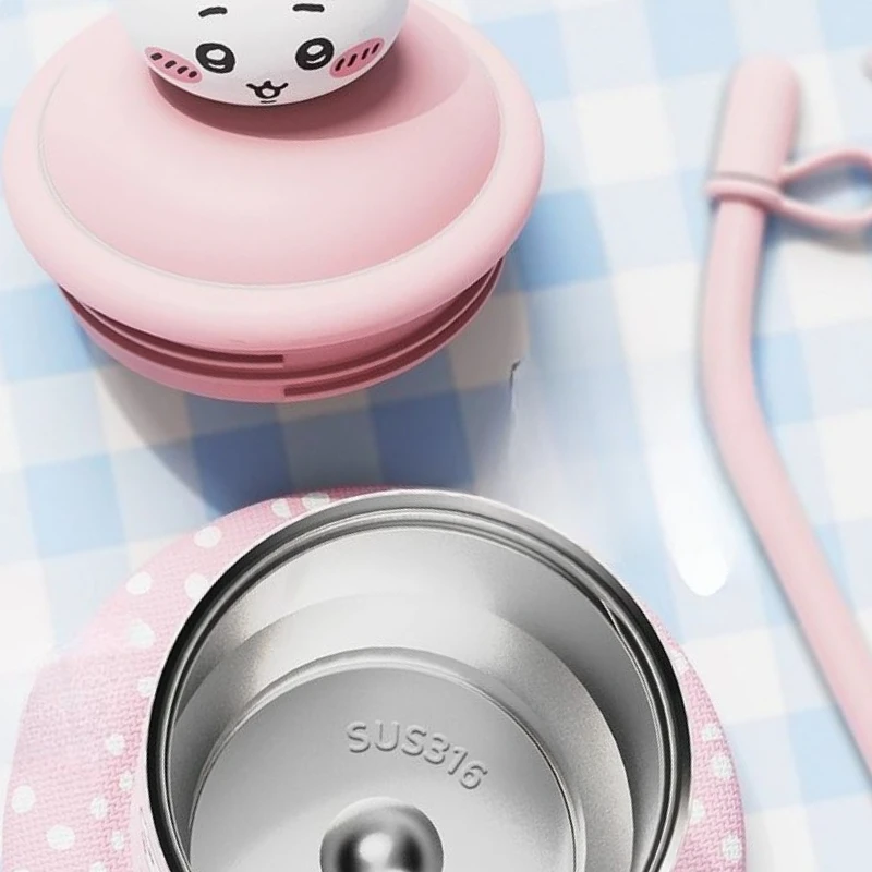Cartoon Kawaii Chiikawa Hachiware Usagi Mini Milk Tea Ice Bully Thermal Insulation Bottle Straw Portable Sealing Up Warm Colour