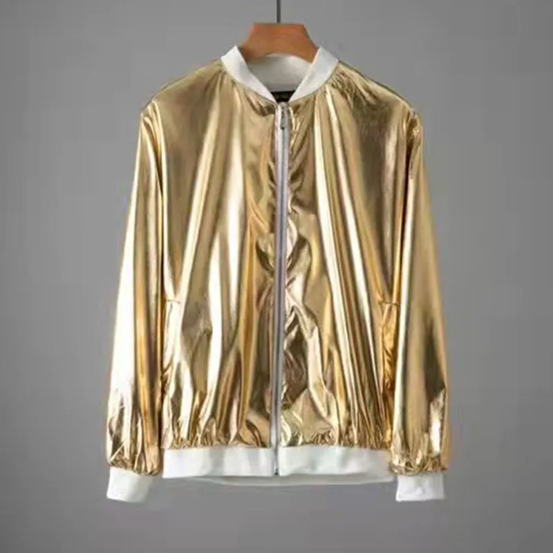 2024 New Stage Show Dresses Men\'s Glitter Jackets Gold and Silver Glitter Streetwear Men\'s Hip Hop Coats and Jackets