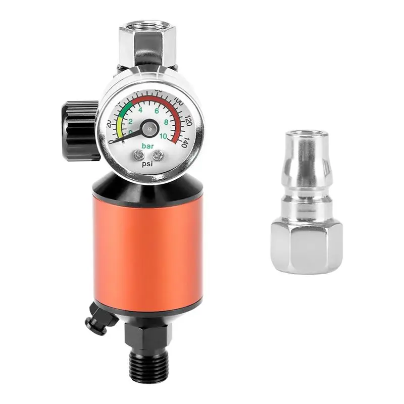 

VEHO-Air Compressor Regulator & Water Separator With 140 PSI Gauge - 1 Micron-Filter, 1/4Inch NPT, Push Button Drain Valve