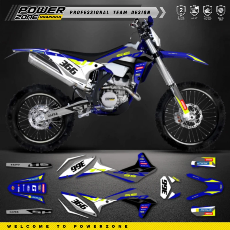 PowerZone Custom Full Set Graphics Decals Stickers Kit For SHERCO SE SEF 250 300 350 450 2017 2018 2019 2020 2021 2022 20