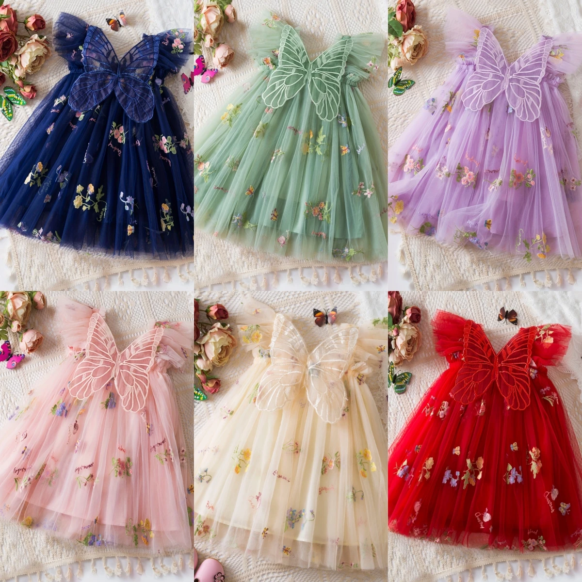 Robe d'été en Tulle pour filles, imprimé Floral, Adorable robe de mariage à fleurs, vêtements pour bébés filles