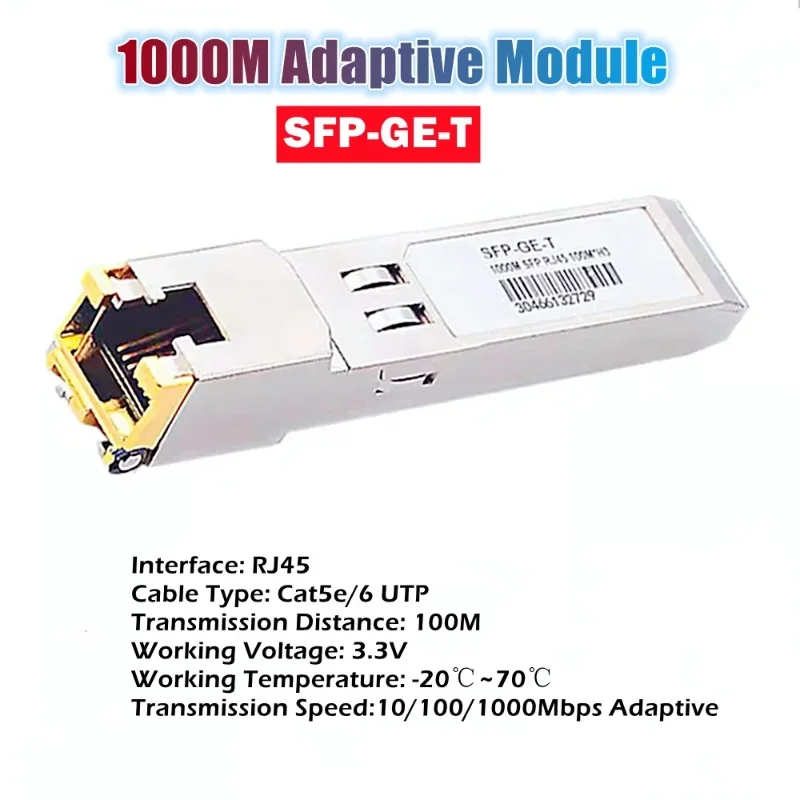 SFP-10G-T 10 Gigabit Electrical Interface RJ45 Optical Power Transfer Module SFP-GE-T 1000M Adaptive Fully Compatible Module