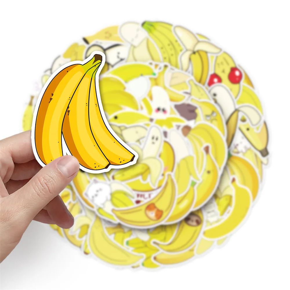 50pcs Cartoon Banana Stickers For Scrapbook Laptop Luggage Thank You Sticker Pack Adesivos Scrapbooking Material Craft Supplies