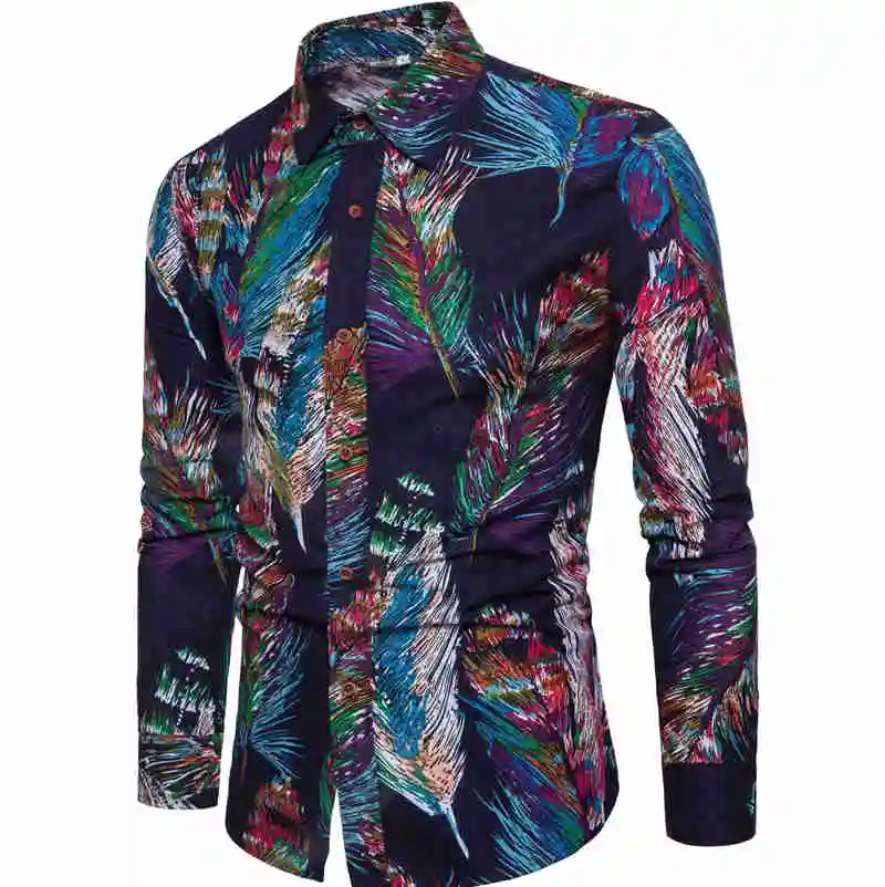 

Men's plus Size Floral Long Sve irt Sli Wior Collar Slim Fit Youthful Trend Autumn Wear Casual Comfortable irt
