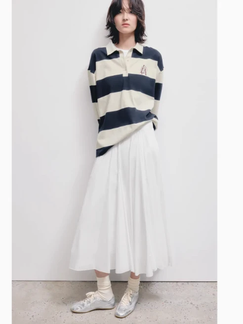 Primavera 2025 novo doce cintura alta simples ele saia longa f-comprimento feminino faion coreano sle fibra de poliéster saia linha a