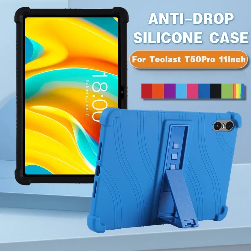 

Silicone Airbags Shockproof Cover For Teclast T50 Pro (2023) 11" Tablet Case Multi-Angles Adjustable Stand Funda