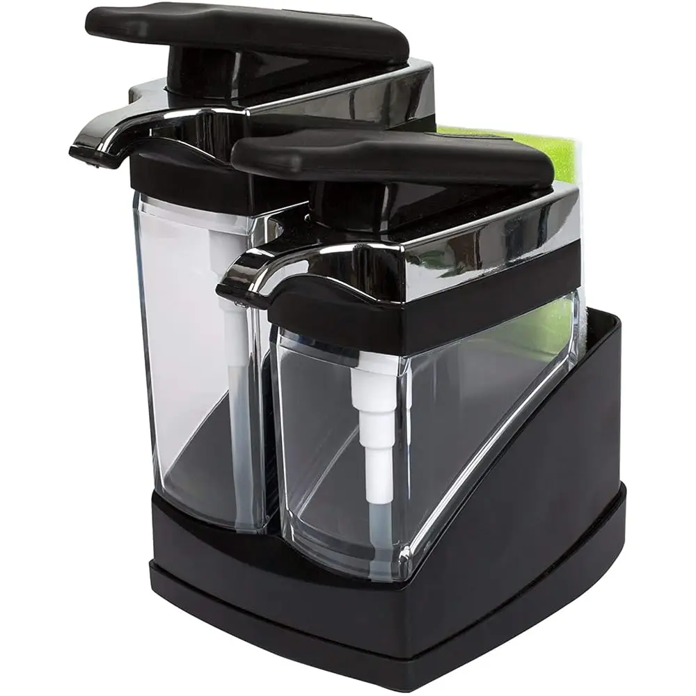 

Duo Soap Dispensers with Sponge, Black and Chrome Plating