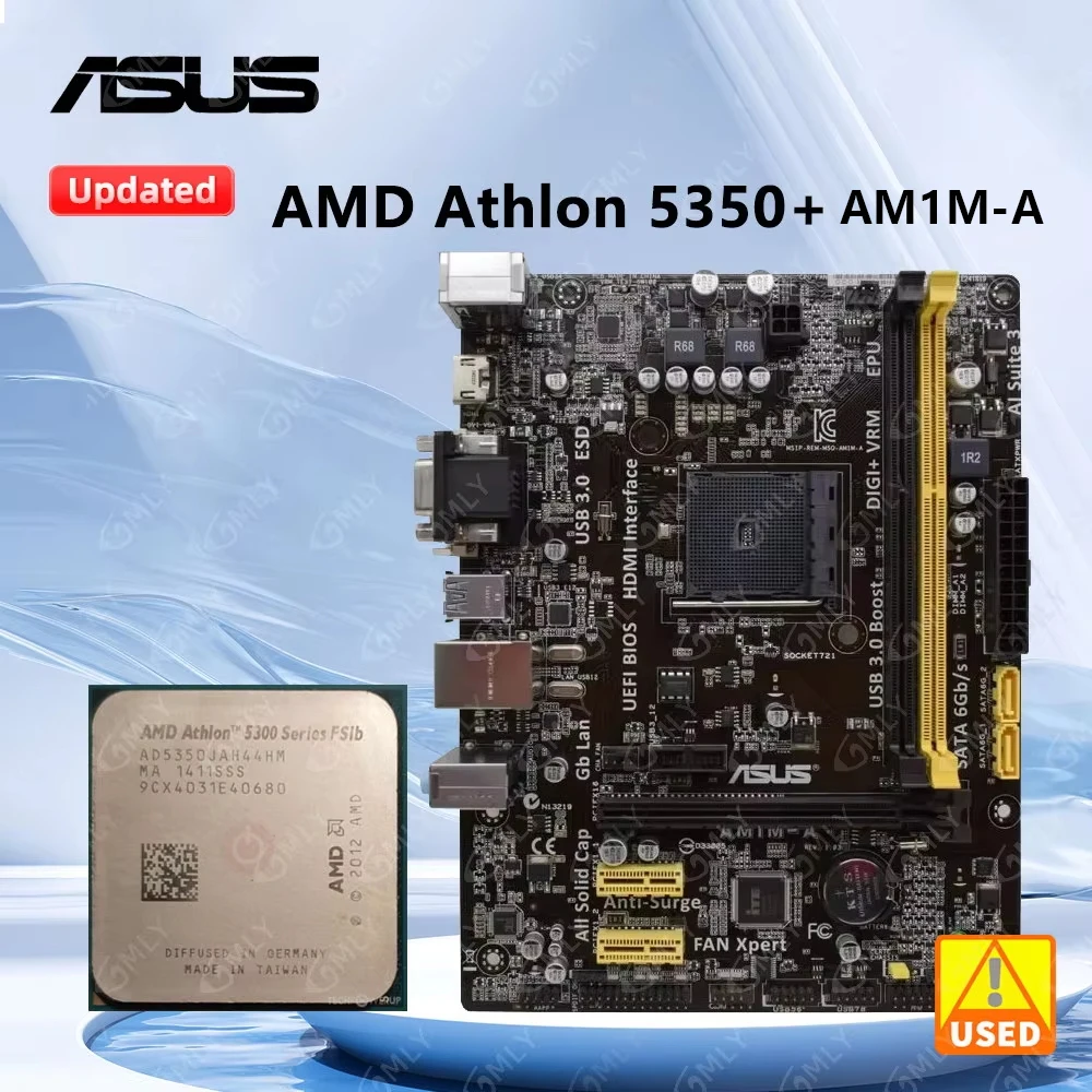 ASUS  AM1M-A Motherboard + Athlon X4 5350 cpu Socket AM1 Micro ATX Motherboard DDR3 32GB USB 3.0 PCI-E x16 PCIe 2.0