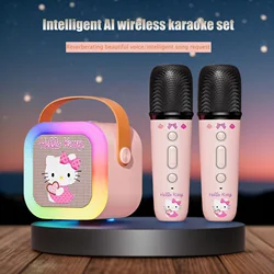 Genuine Sanrio Kuromi Karaoke Machine Hello Kitty Cartoon Wireless Bluetooth Speaker USB Music Player Microphone Holiday Gifts